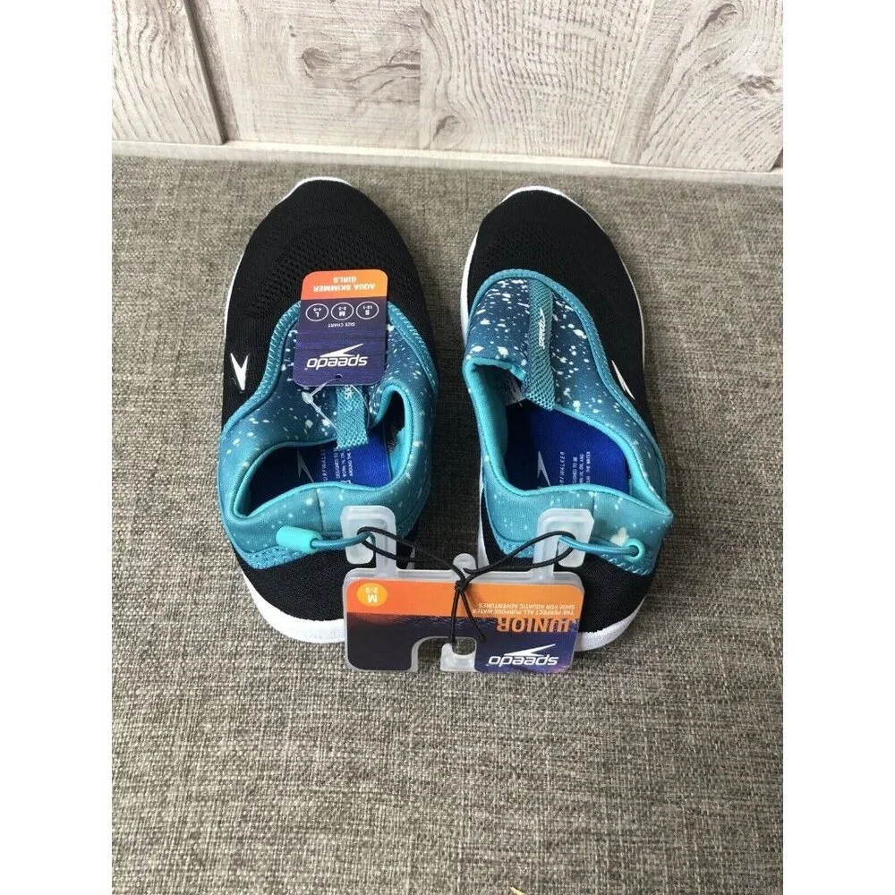Girls Speedo Black Turquoise White Surf Strider Water Shoes Junior Size M 2-3